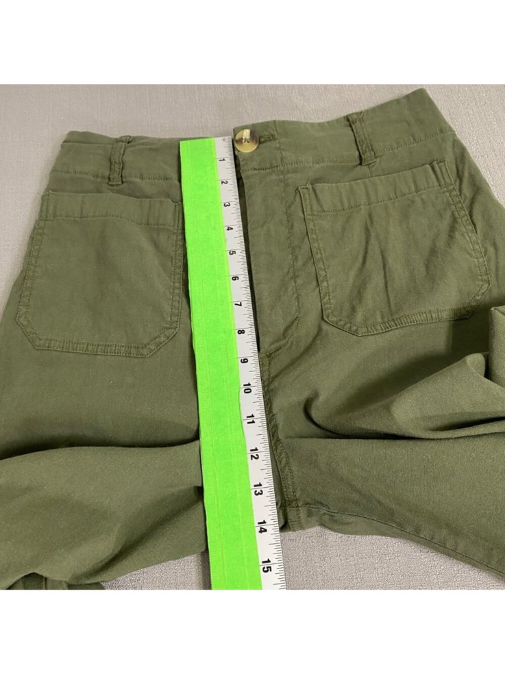 Anthropologie Maeve Colette Wide-Leg Cropped Pants Olive Green High Rise 30 Tall - Picture 7 of 16
